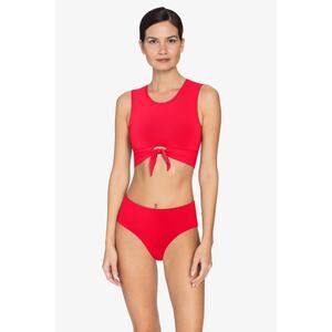 Robin Piccone NWT Ava Tank Front Tie Bikini Top Red Size XS